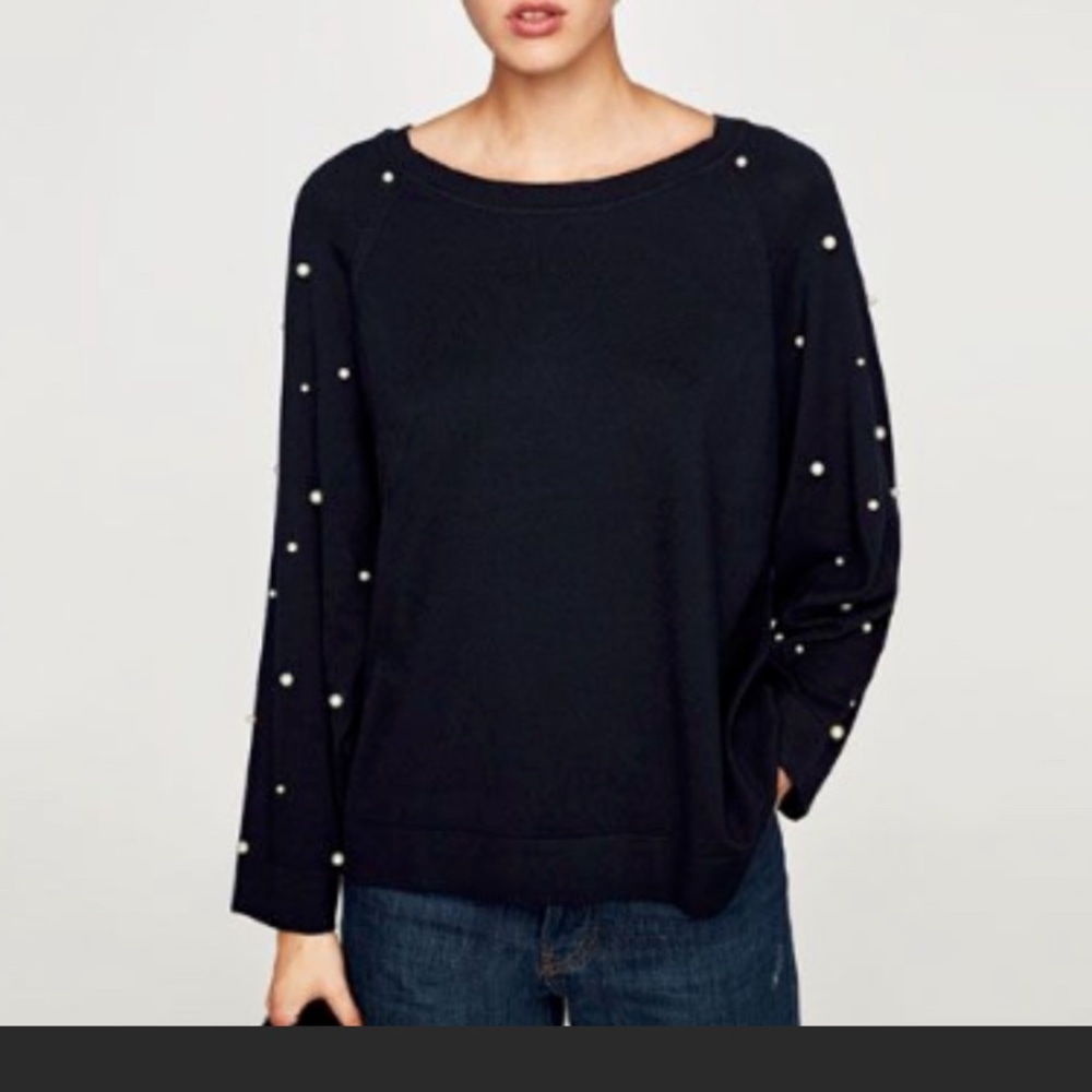 NWOT Zara Sweater with Pearl Accents - Picture 1 of 5